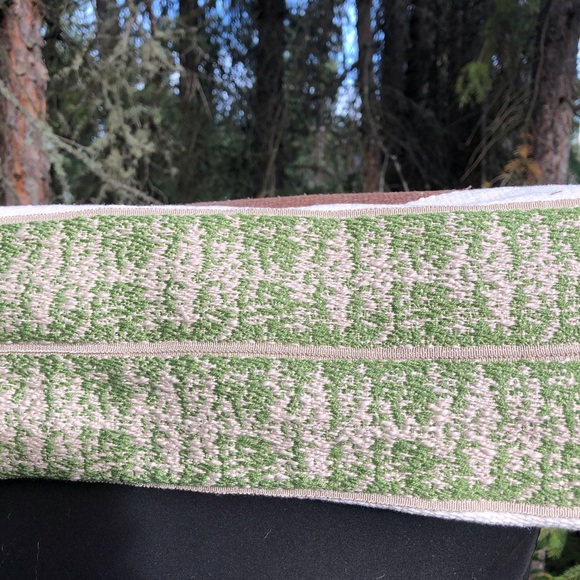 Brown Green Cream Stripe Recycled Carpet Tote Bag Purse Gold Lining Tapestry - Picture 10 of 10